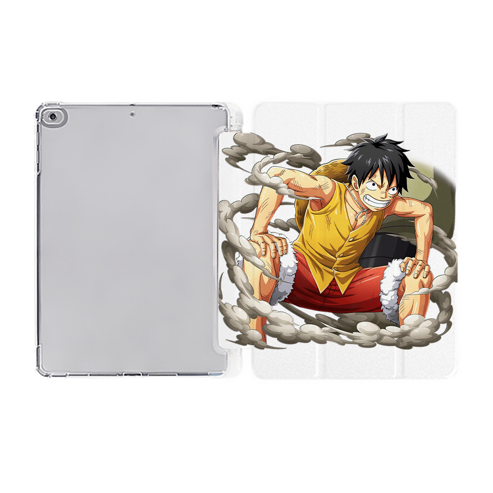 （画像用） ワンピース モンキー・D・ルフィ ONE PIECE Monkey D. Luffy IPad ケース ペン収納付き 三つ折りスタンド PUレザー×シリコン 対応機種9.5/10.5/10.9インチ